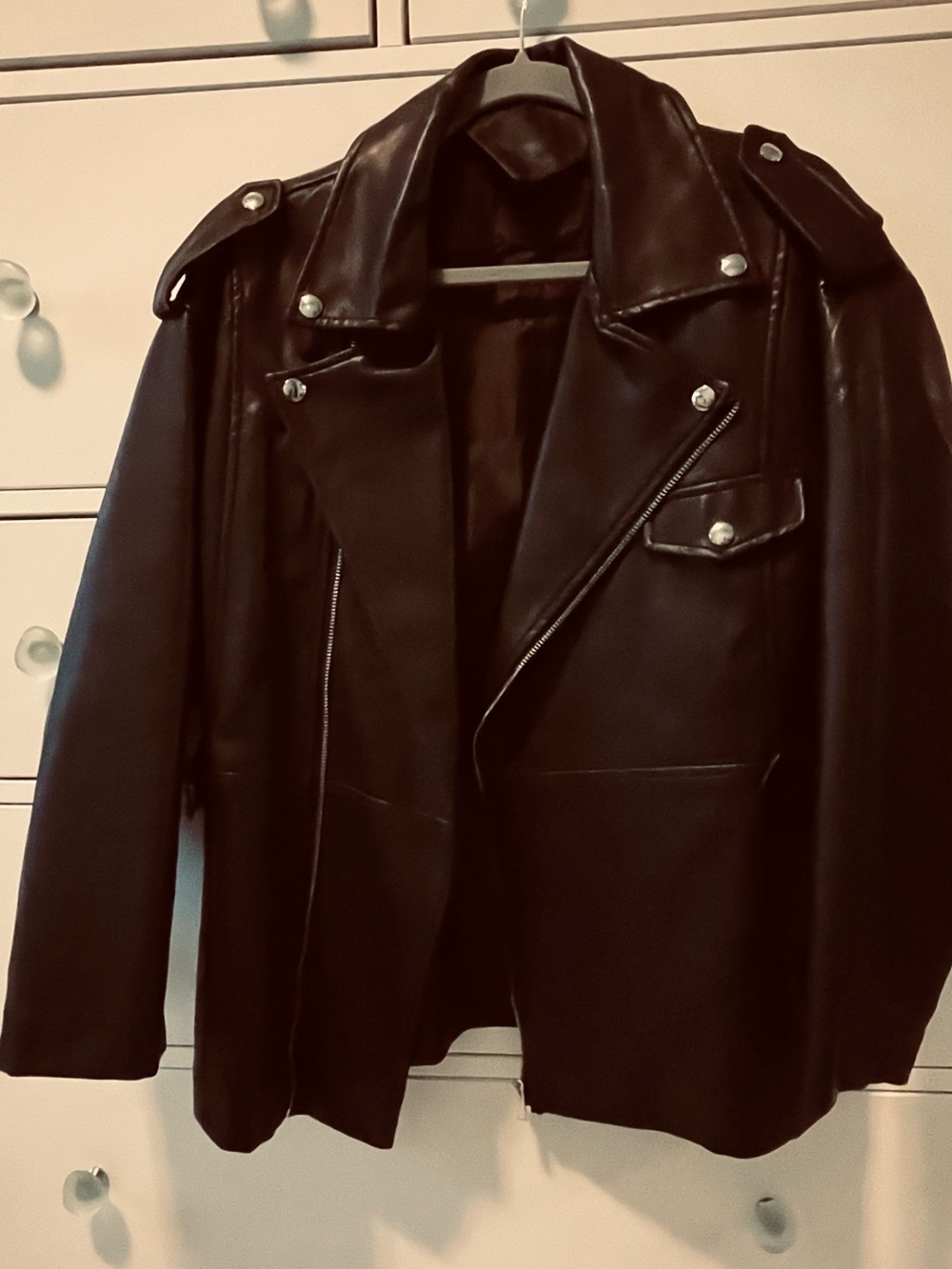 Men's Black faux leather Moto Jacket - Classic Biker Style